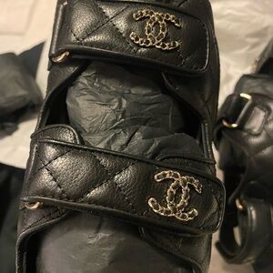 Chanel Black Quilted Sandals